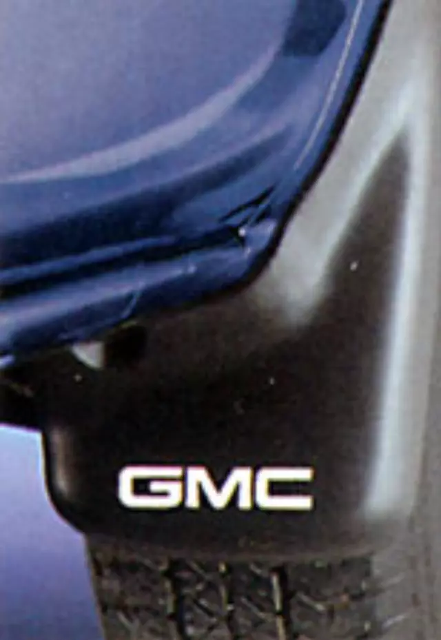 12498061 - Body: Splash Guards Front, Molded Black for GMC: Sierra 1500, Sierra 1500 Classic, Sierra 1500 HD, Sierra 1500 HD Classic, Sierra 2500, Sierra 2500 HD, Sierra 2500 HD Classic, Sierra 3500, Sierra 3500 Classic, Sierra 3500 HD Image