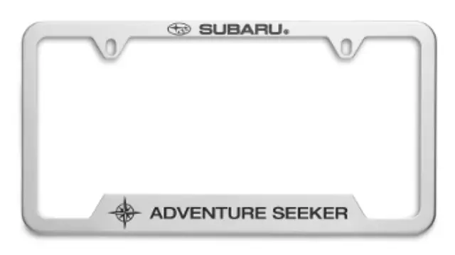 SOA342L164 - Exterior: License Plate Frame, Adventure Seeker for Subaru: Ascent, BRZ, Crosstrek, Forester, Impreza, Legacy, Outback, Solterra, WRX Image