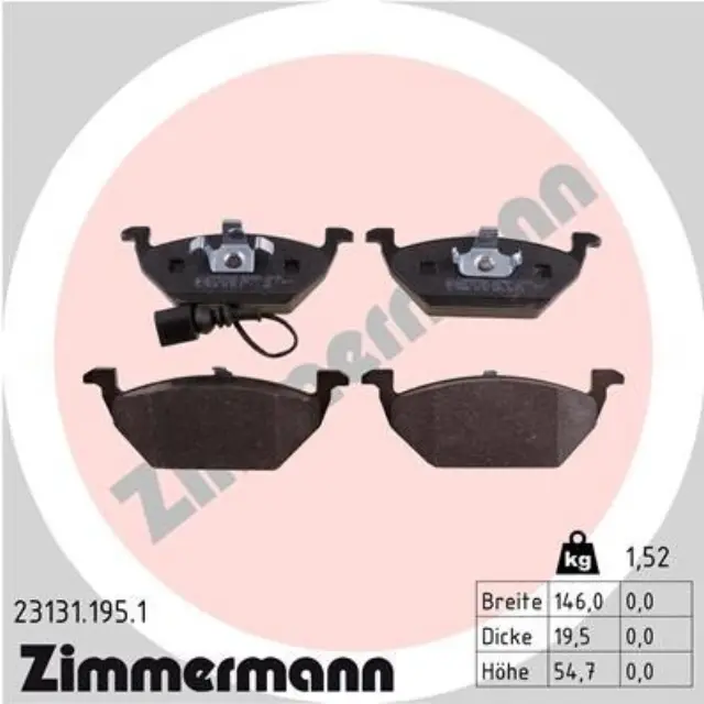 231311951 - Brakes &amp; Brake Parts: Zimmermann 23131.195.1 Disc Brake Pad Set for ZIMMERMANN Image