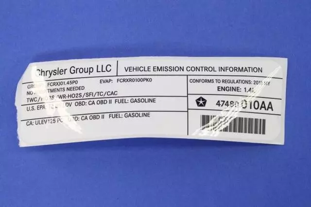 Vehicle Emission Control Information Label - Mopar (47480010AA)