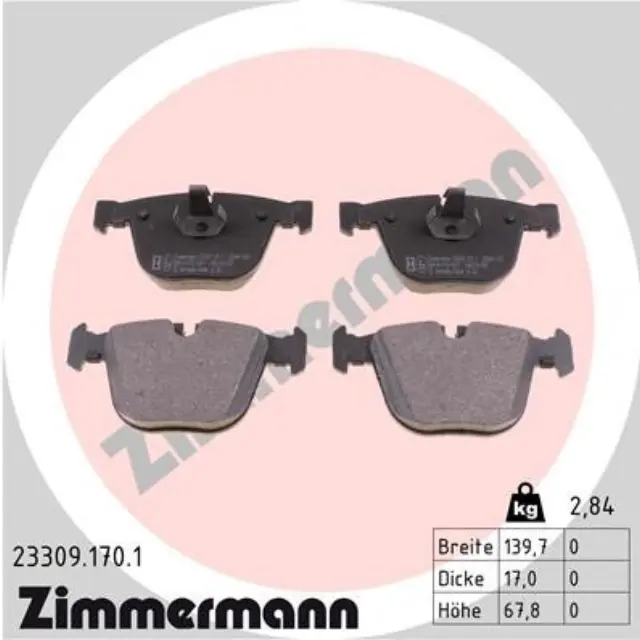 233091701 - : Zimmermann 23309.170.1 Disc Brake Pad Set for ZIMMERMANN Image