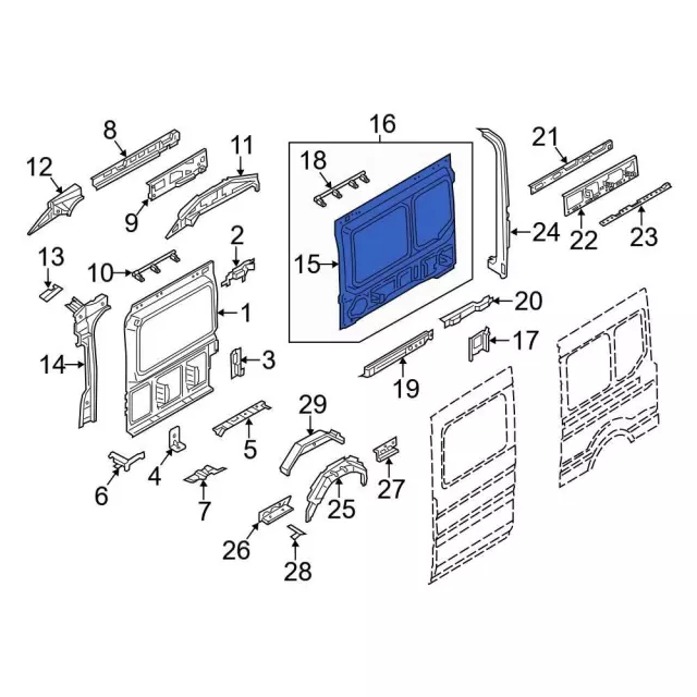 NK4Z6124301B - Body: Outer Center Pillar for Ford: E-Transit, Transit-150, Transit-250, Transit-350, Transit-350 HD Image