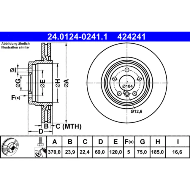 424241 - : ATE Disc Brake Rotor for ATE Image