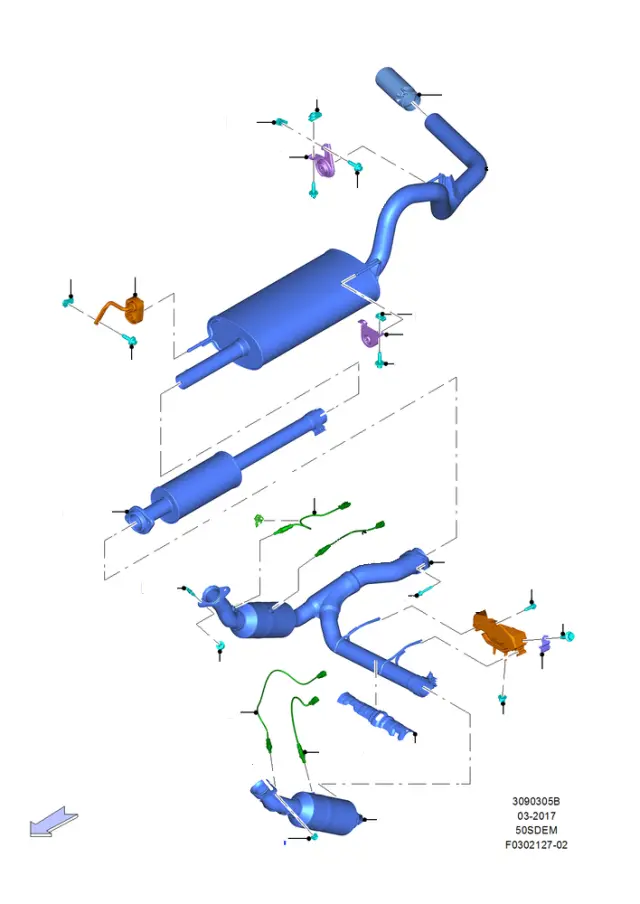 FL3Z9G444D - Emission System: Lower Oxygen Sensor for Ford Image