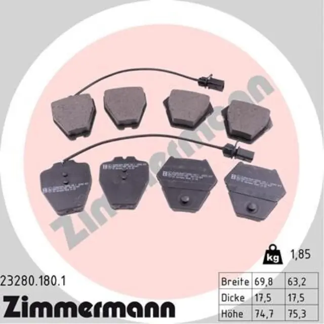232801801 - Brakes &amp; Brake Parts: Zimmermann 23280.180.1 Disc Brake Pad Set for ZIMMERMANN Image