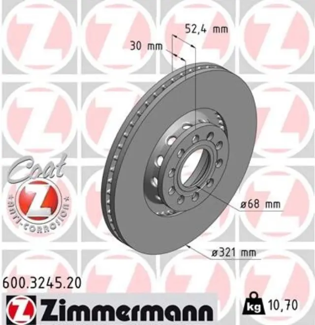 600324520 - : Zimmermann 600.3245.20 Disc Brake Rotor for ZIMMERMANN Image