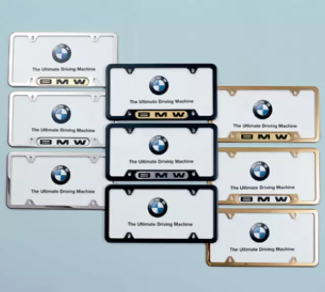 BMW License Plate Frame Polished Steel w/ Logo - BMW (82-12-0-010-395)