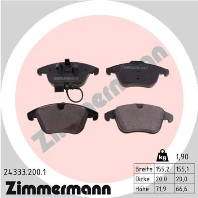 243332001 - Brakes &amp; Brake Parts: Zimmermann 24333.200.1 Disc Brake Pad Set for ZIMMERMANN Image
