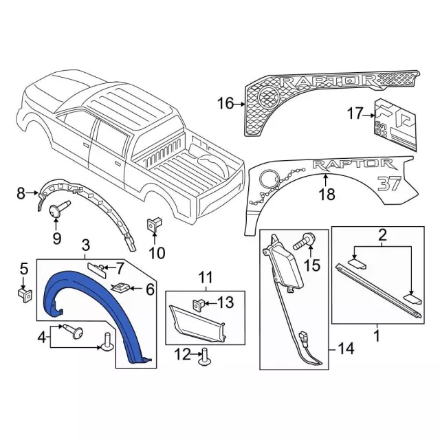 NL3Z9929164BAPTM - Body: Wheel Opening Molding for Ford Image