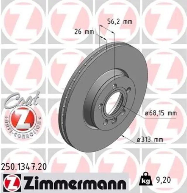 250134720 - : Zimmermann 250.1347.20 Disc Brake Rotor for ZIMMERMANN Image