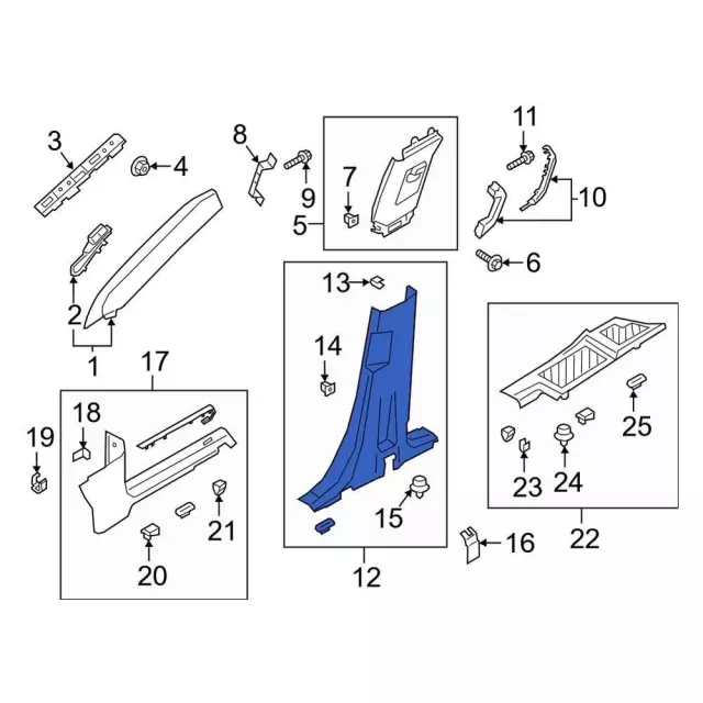 LB5Z7824346AE - Body: Upper Center Pillar Trim for Ford: Explorer, Police Interceptor Utility Image