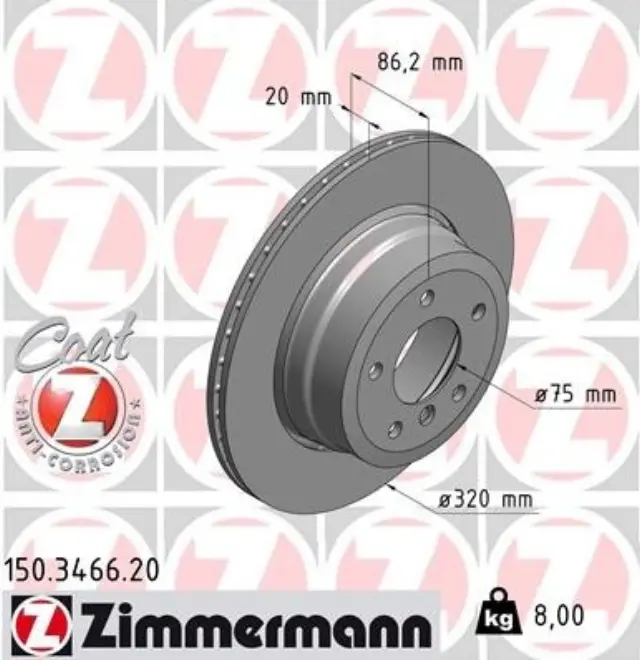 150346620 - : Zimmermann 150.3466.20 Disc Brake Rotor for ZIMMERMANN Image