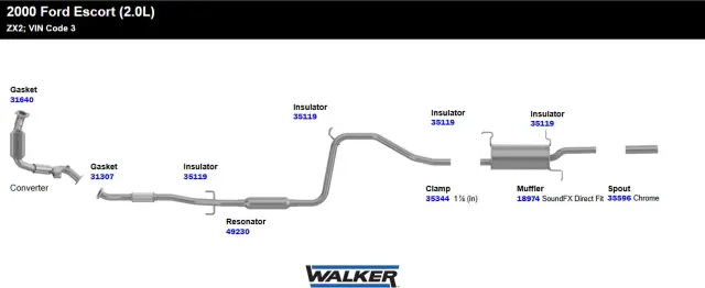 18974 - : SoundFX Direct Fit Exhaust Muffler 1.875" Inlet (ID) 1.875" Outlet (OD) for Walker Exhaust Image