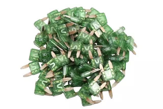 12092075 - Electrical: 30 Amp Automotive Mini Fuse for Buick: Enclave, Encore, Encore GX, Envision, Envista, Regal Sportback, Regal TourX | Cadillac: CT4, CT5, CT6, Escalade, Escalade ESV, LYRIQ, XT4, XT5, XT6 | Chevrolet: Aveo, Blazer, Blazer EV, Bolt EUV, Bolt EV, Camaro, Caprice, Colorado, Corvette, Equinox, Equinox EV, Express 2500, Express 3500, Impala, Malibu, Prizm, Silverado 1500, Silverado 1500 LD, Silverado 1500 LTD, Silverado 2500 HD, Silverado 3500 HD, Silverado EV, Sonic, Spark, Suburban, Suburban 3500 HD, Tahoe, Trailblazer, Traverse, Traverse Limited, Trax, Volt | GMC: Acadia, Canyon, Hummer EV Pickup, Hummer EV SUV, Savana 2500, Savana 3500, Sierra 1500, Sierra 1500 Limited, Sierra 2500 HD, Sierra 3500 HD, Terrain, Yukon, Yukon XL | Pontiac: G8 | Saturn: Ion, L100, L200, L300, LS, LS1, LS2, LW1, LW2, LW200, LW300, SC1, SC2, SL, SL1, SL2, SW1, SW2 Image