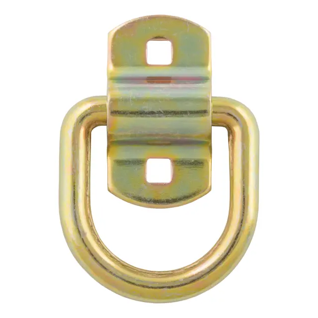 83740 - : 3" x 3" Surface-Mounted Tie-Down D-Ring (3,600 lbs, Yellow Zinc) for CURT Image