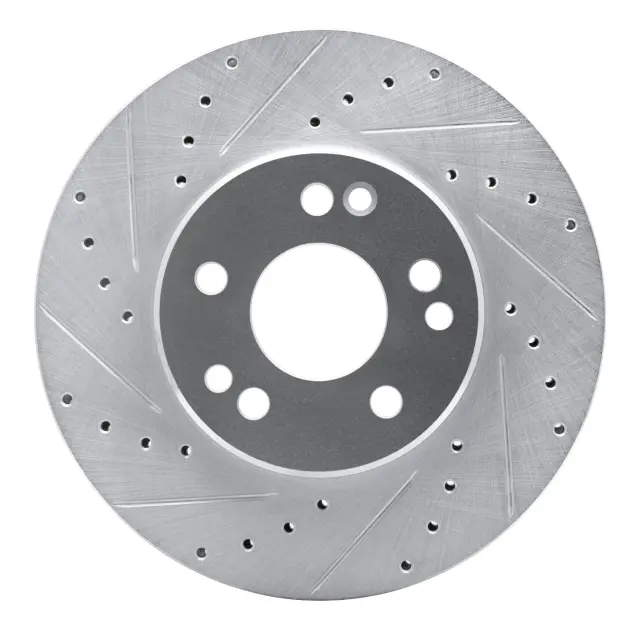 63163031L - Brakes &amp; Brake Parts: DFC Brake Rotor - Drilled and Slotted - Silver for DYNAMIC FRICTION Image