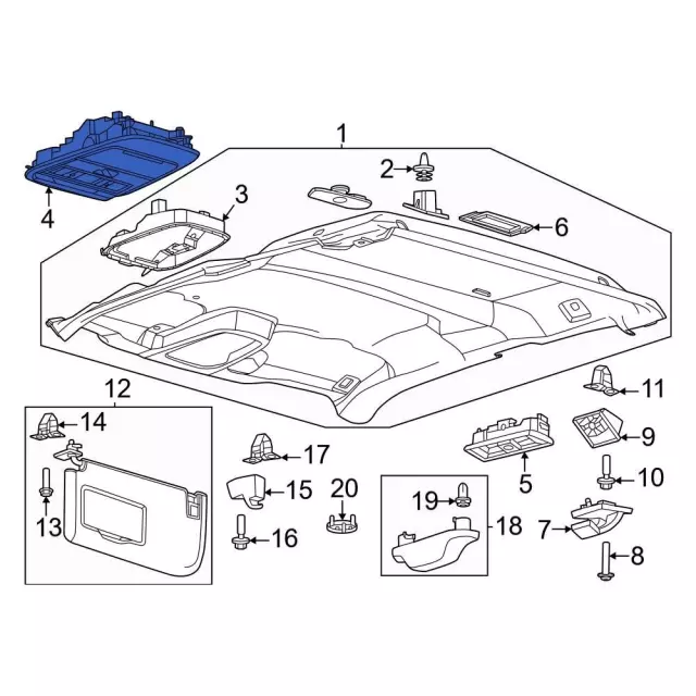ML3Z18519A70EDA - Body: Overhead Console for Ford: F-250 Super Duty, F-350 Super Duty, F-450 Super Duty Image