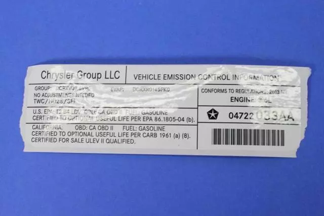 4722033AA - Labels: Veci Label Label for Mopar Image