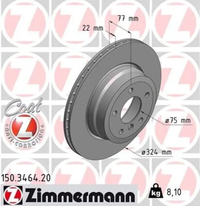 150346420 - : Zimmermann 150.3464.20 Disc Brake Rotor for ZIMMERMANN Image