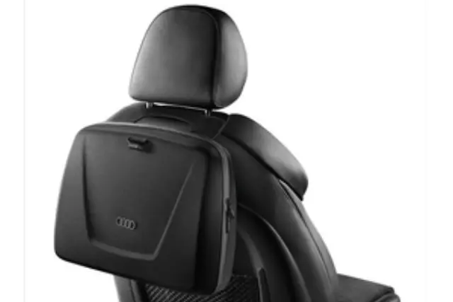 61102D - Interior: Over The Seat Storage Bag - Black for Audi: A3, A3 Quattro, A3 Sportback e-tron, A4 allroad, A4 Quattro, A5 Quattro, A5 Sportback, A6 allroad, A6 Quattro, A7 Quattro, A7 Sportback, A8 Quattro, allroad, e-tron GT, Q3, Q5, Q5 Sportback, Q7, Q8, R8, RS e-tron GT, RS3, RS5, RS5 Sportback, RS7, S3, S4, S5, S5 Sportback, S6, S7, S8, SQ5, SQ5 Sportback, SQ7, SQ8, TT Quattro, TT RS Quattro, TTS Quattro Image