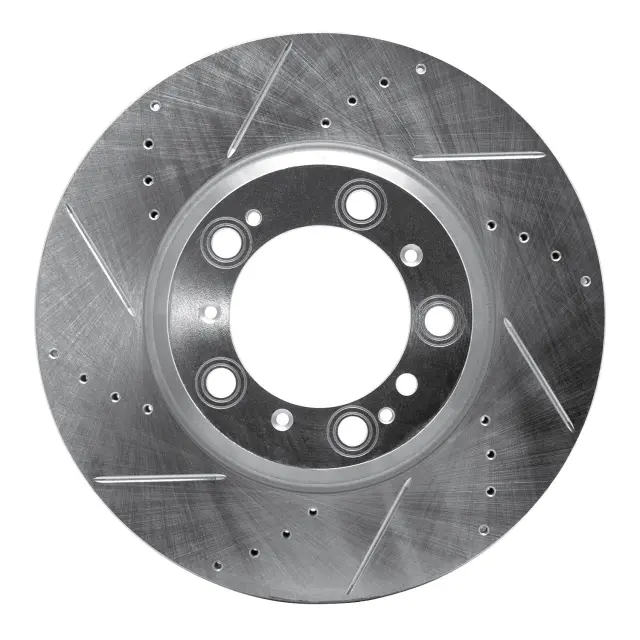 63102067D - Brakes &amp; Brake Parts: DFC Brake Rotor - Drilled and Slotted - Silver for DYNAMIC FRICTION Image