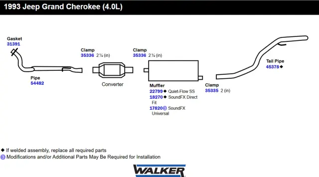 22799 - : Quiet-Flow SS Direct Fit Exhaust Muffler 2.25" Inlet (ID) 2" Outlet (ID) for Walker Exhaust Image