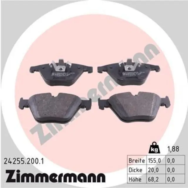 242552001 - : Zimmermann 24255.200.1 Disc Brake Pad Set for ZIMMERMANN Image