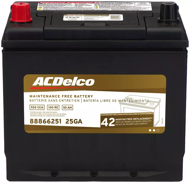 25GA - Electrical, Charging and Starting: Vehicle Battery for Acura: Integra, TL | Chrysler: Conquest, E Class, Fifth Avenue, Laser, LeBaron, Town &amp; Country | Dodge: 600, B150, B250, B350, Charger, Colt, D150, D250, Daytona, Diplomat, Omni, Power Ram 50, Raider, Ram 50, Ramcharger, Rampage, Shadow, Stealth, W150, W250 | Honda: Passport | Hyundai: Elantra, Excel, Scoupe, Sonata | INFINITI: M30, QX4 | Isuzu: Amigo, Impulse, Pickup, Rodeo, Trooper | Mazda: 323, B2000, B2200, B2600, GLC | Mitsubishi: 3000GT, Expo LRV, Mirage, Montero Sport, Precis, Starion | Nissan: 200SX, 240SX, 300ZX, 720, D21, Frontier, Maxima, Pathfinder, Pickup, Stanza, Van, Xterra | Saab: 9-2X | Subaru: Brat, DL, GL, GL-10, Legacy, Loyale, Outback, RX, Standard, XT | Toyota: 4Runner, Echo, Paseo, Pickup, Starlet, T100, Tercel, Van Image