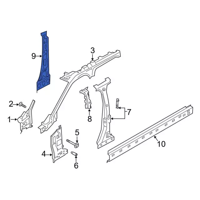 LB5Z7824383A - Body: Center Pillar Reinforced for Ford: Explorer, Police Interceptor Utility Image
