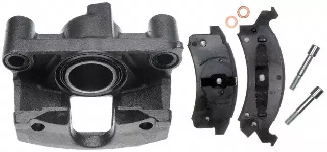 18036152 - : Front Driver Side Disc Brake Caliper Assembly with Semi-Metallic Pads (Loaded Non-Coated), Remanufactured for GM Image