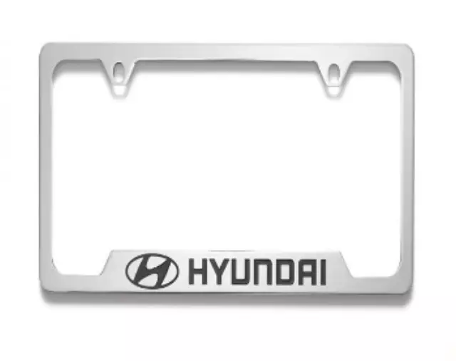 F39AM000 - Exterior: License Plate Frame, Thick Frame Hyundai Logo for Hyundai: Accent, Elantra, Elantra N, Ioniq, Ioniq 5, Ioniq 5 N, Ioniq 6, Kona, Kona Electric, Palisade, Santa Cruz, Santa Fe, Santa Fe Sport, Santa Fe XL, Sonata, Tucson, Venue Image