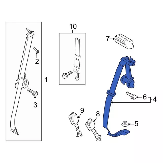 ML3Z16611B64BD - Body: Seat Belt Lap And Shoulder Belt for Ford Image