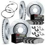 742447001 - : DFC Brake Rotor - Drilled &amp; Slotted - Silver w/HD Brake Pad w/HW Kit &amp; Sensor for DYNAMIC FRICTION Image