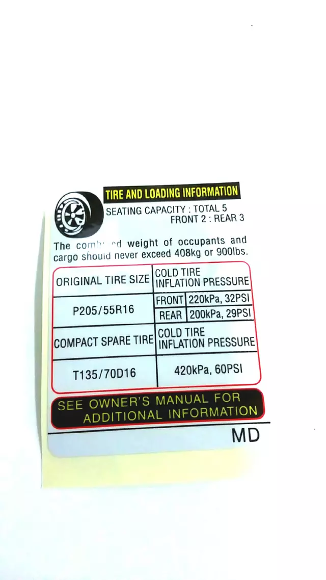28181FE610 - Body: Tire Info Label for Subaru Image
