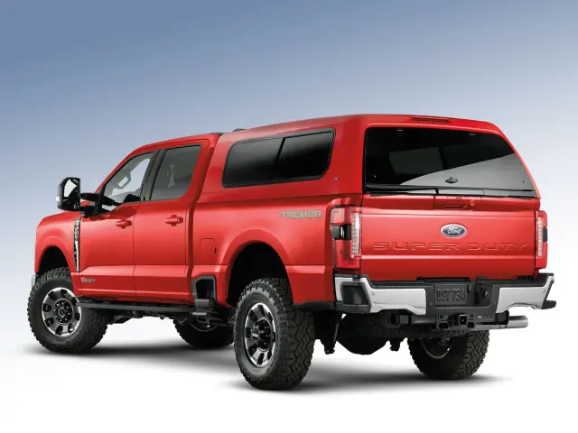 VPC3Z99501A42AA - Exterior: Race Red Sport Bed Cap For 6.75 Bed for Ford: E-350 Super Duty, E-450 Super Duty, F-250 Super Duty, F-350 Super Duty, F-450 Super Duty, F-550 Super Duty Image