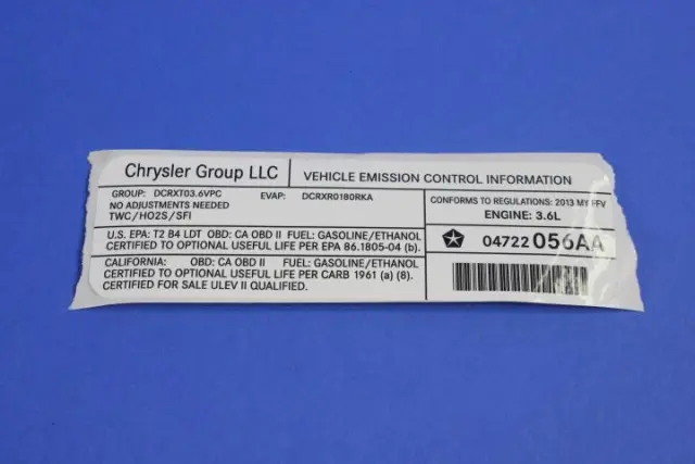 Veci Label Label - Mopar (4722056AA)