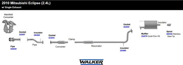 21670 - Exhaust: Quiet-Flow SS Direct Fit Exhaust Muffler 2.25" Outlet (OD) for Walker Exhaust Image