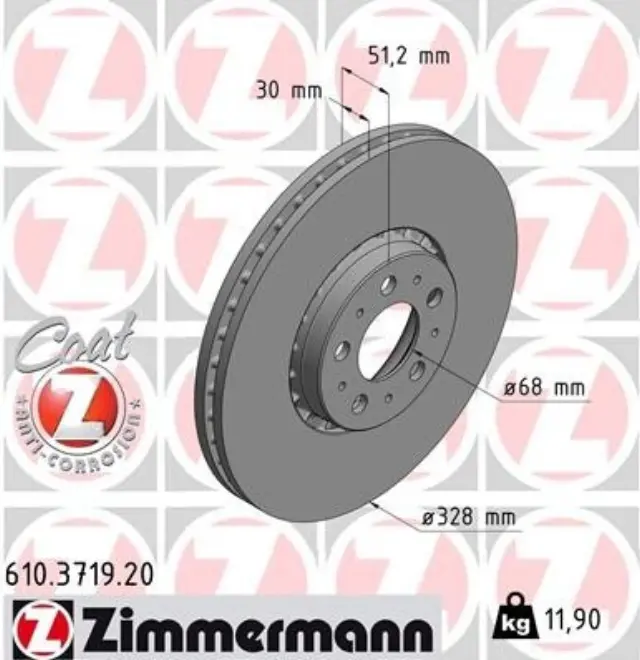 610371920 - : Zimmermann 610.3719.20 Disc Brake Rotor for ZIMMERMANN Image