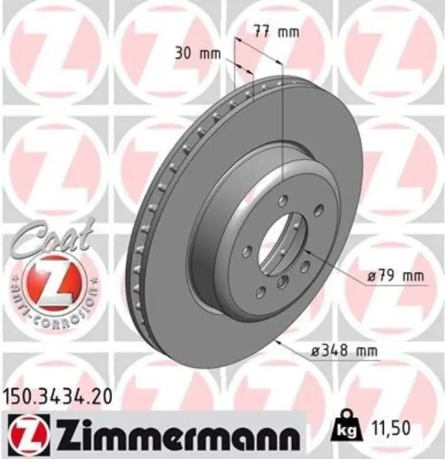 150343420 - : Zimmermann 150.3434.20 Disc Brake Rotor for ZIMMERMANN Image