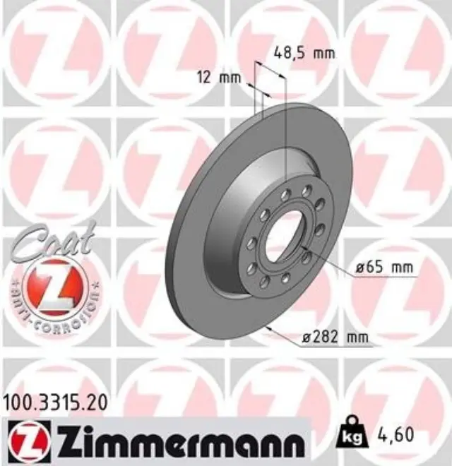 100331520 - : Zimmermann 100.3315.20 Disc Brake Rotor for ZIMMERMANN Image