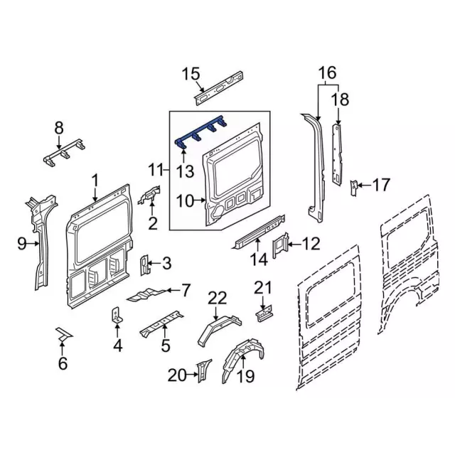 BK3Z6151213M - : Upper Rail for Ford: E-Transit, Transit-150, Transit-250, Transit-350, Transit-350 HD Image