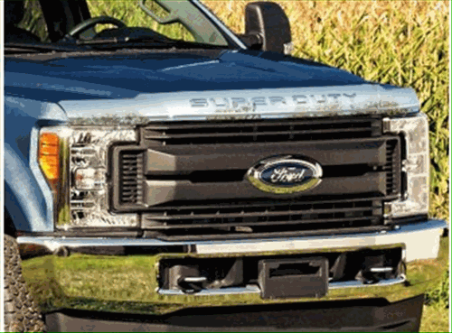 HC3Z16C900D - : Hood Deflector - Chrome for Ford: E-350 Super Duty, E-450 Super Duty, F-250 Super Duty, F-350 Super Duty, F-450 Super Duty, F-550 Super Duty Image