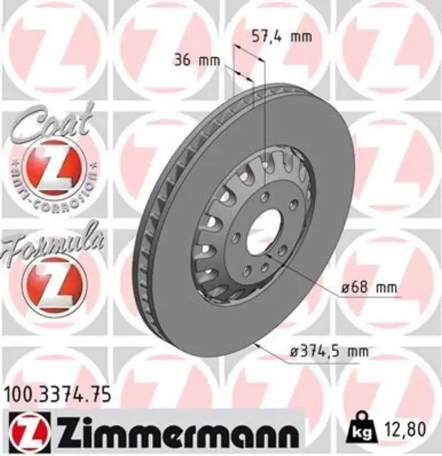 100337475 - Brakes &amp; Brake Parts: Zimmermann 100.3374.75 Disc Brake Rotor for ZIMMERMANN Image