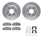 751268018 - : DFC Brake Rotor - Dimpled &amp; Slotted - Silver w/5000 Brake Pads &amp; HW Kit for DYNAMIC FRICTION Image