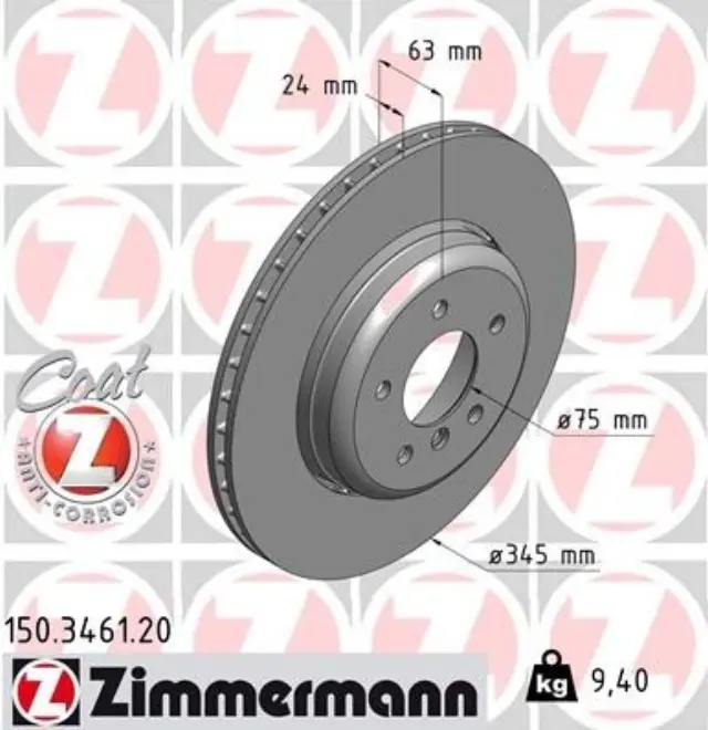150346120 - Brakes &amp; Brake Parts: Zimmermann 150.3461.20 Disc Brake Rotor for ZIMMERMANN Image