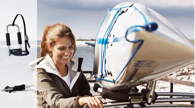 31408931 - Hauling: 2007-2020 Volvo Kayak Rack Folding for Volvo: C30, S60, S80, S90, V60, V90, V90 Cross Country, XC40, XC60, XC70, XC90 Image