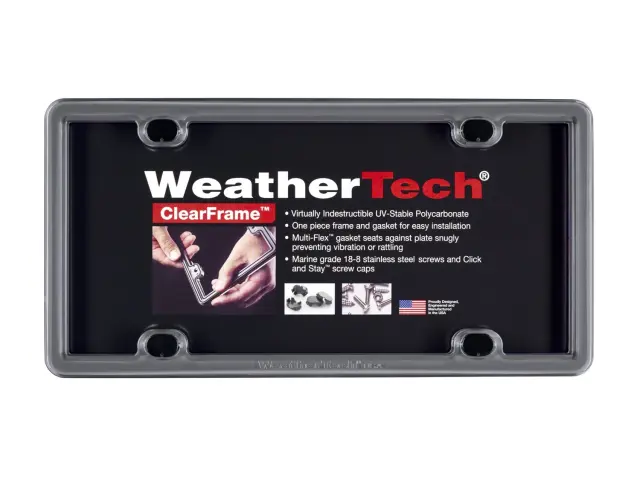 8ALPCF15 - : ClearFrame License Plate Frame – Beluga Gray Durable Slim Fit Tag Holder for WeatherTech Image
