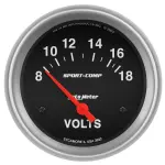3592 - : GAUGE, VOLTMETER, 2 5/8", 18V, ELECTRIC, SPORT-COMP for AutoMeter Image