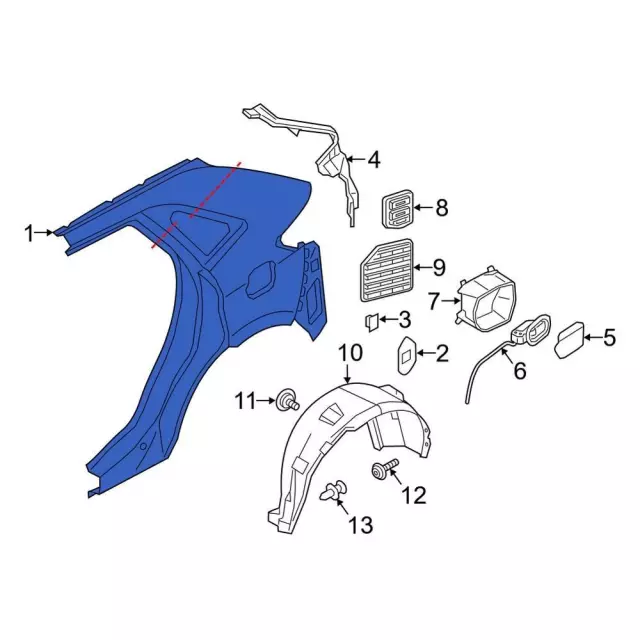 KT4Z5827841B - Body: Quarter Panel for Ford: Edge Image