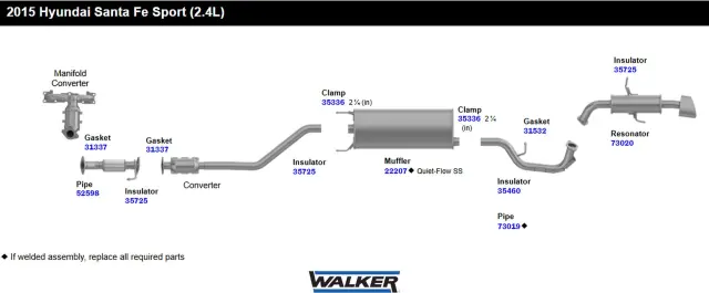73019 - Exhaust: Exhaust Pipe 2.25" Inlet (OD) for Walker Exhaust Image